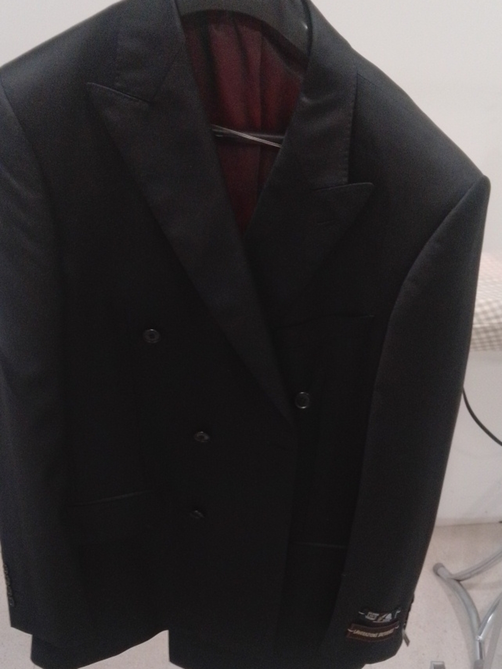 Men's Double-Breasted Black Suit Blazer